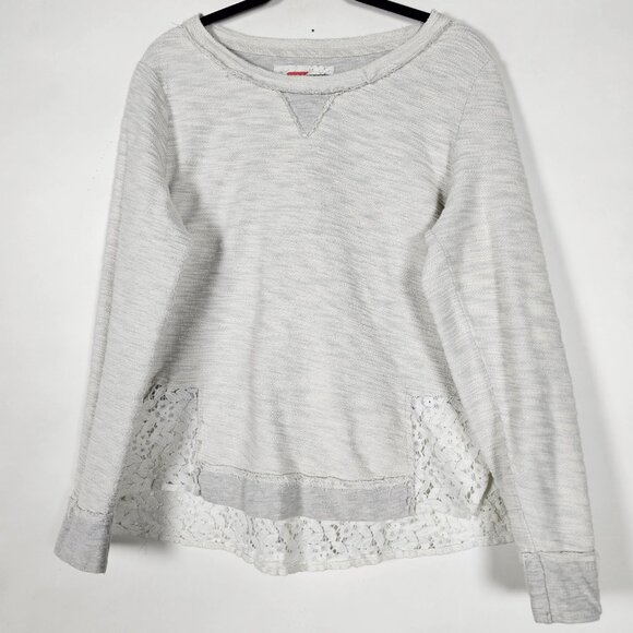 Anthropologie Tops - Anthropologie Lace Womens Large Long Sleeve White Top Blouse